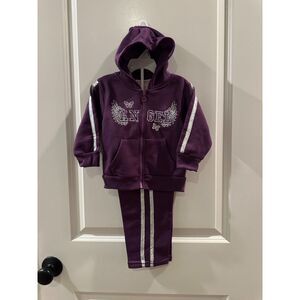 NWT Teddy Boom Girl Two Piece "Anrgel" Purple Track Suit Size 18 Months